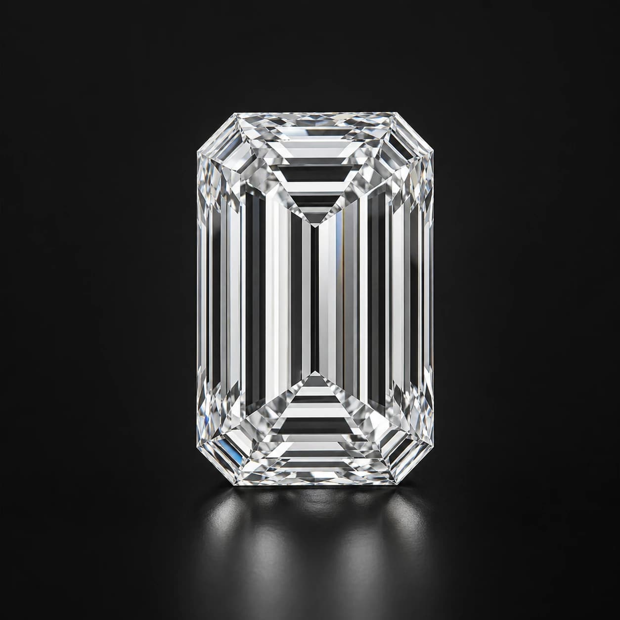 Diament laboratoryjny Emerald na ciemnym tle premium — ujęcie pod kątem