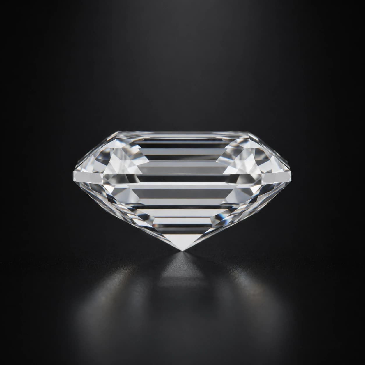 Diament laboratoryjny Emerald na ciemnym tle premium — profil kamienia
