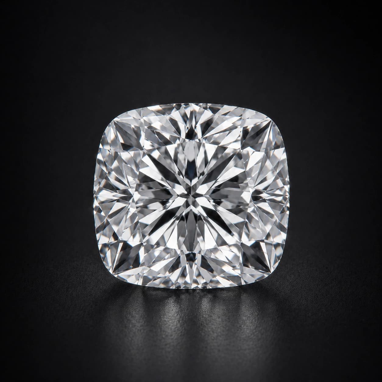 Diament laboratoryjny cushion na ciemnym tle