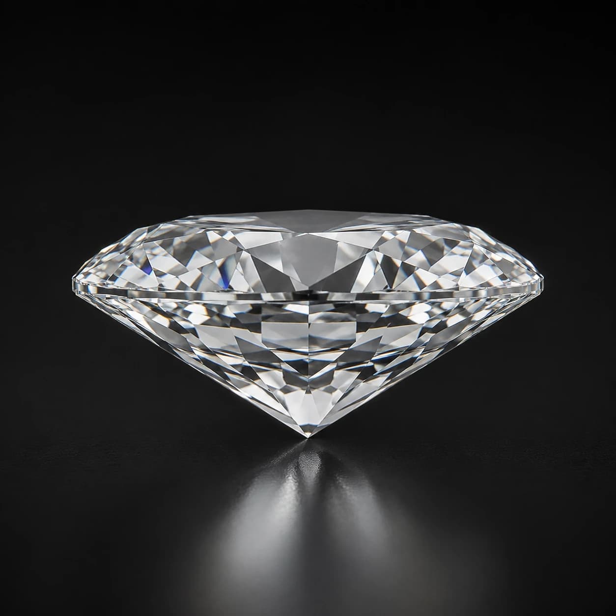 Diament laboratoryjny Oval na ciemnym tle premium — ujęcie pod kątem