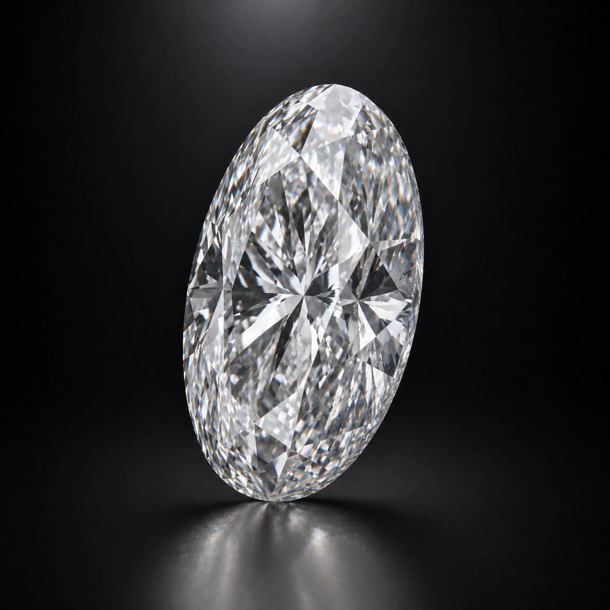 Diament laboratoryjny Oval na ciemnym tle premium — profil kamienia