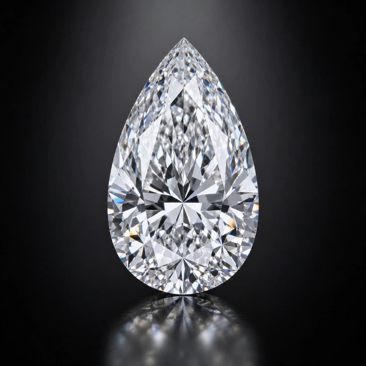 Diament laboratoryjny Pear na ciemnym tle premium — luksusowe zbliżenie