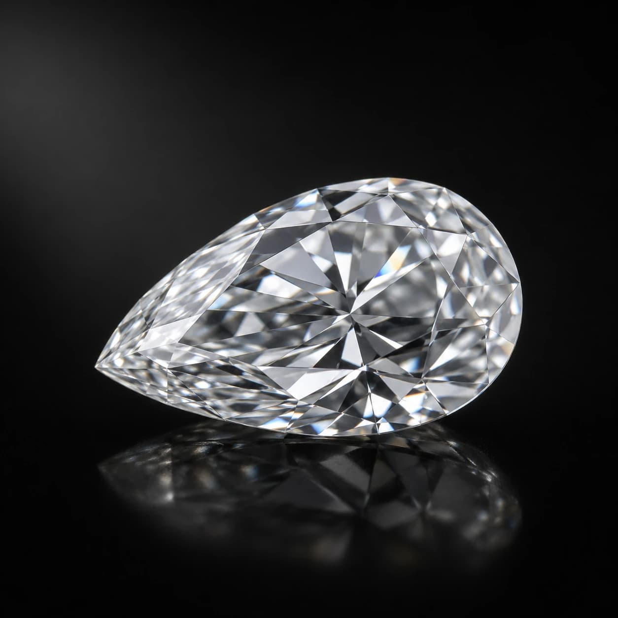 Diament laboratoryjny Pear na ciemnym tle premium — profil kamienia