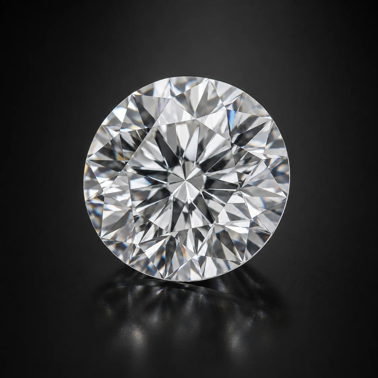 Diament laboratoryjny Round Brilliant na ciemnym tle premium — ujęcie pod kątem